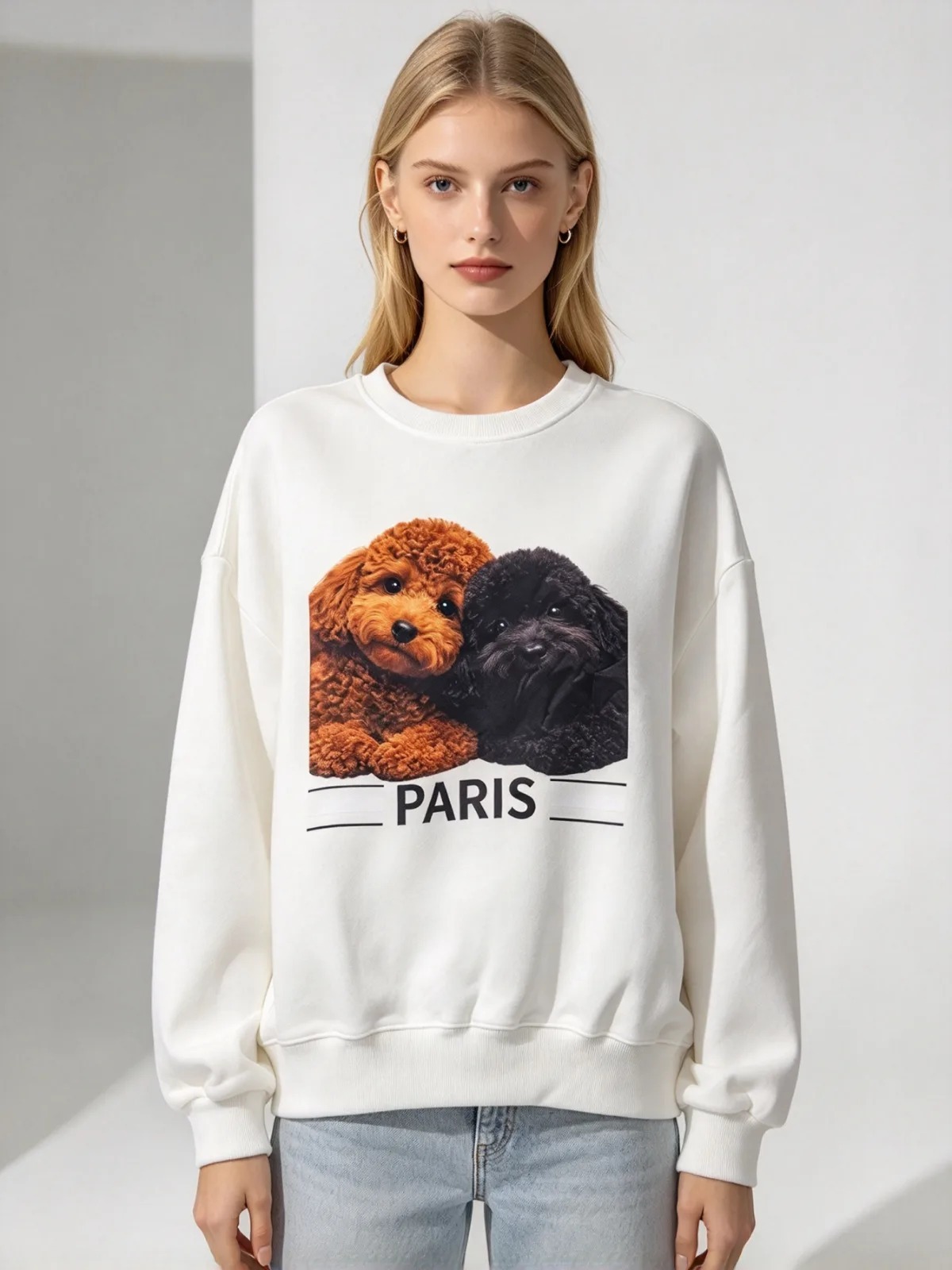 (C1) 雙胞胎貴賓犬巴黎衛衣 (SIZE: S-3XL)(3件以上平均$379/件,5件以上平均$369/件,買滿12件送隱藏)  #法國Lune de Moon #1910LU