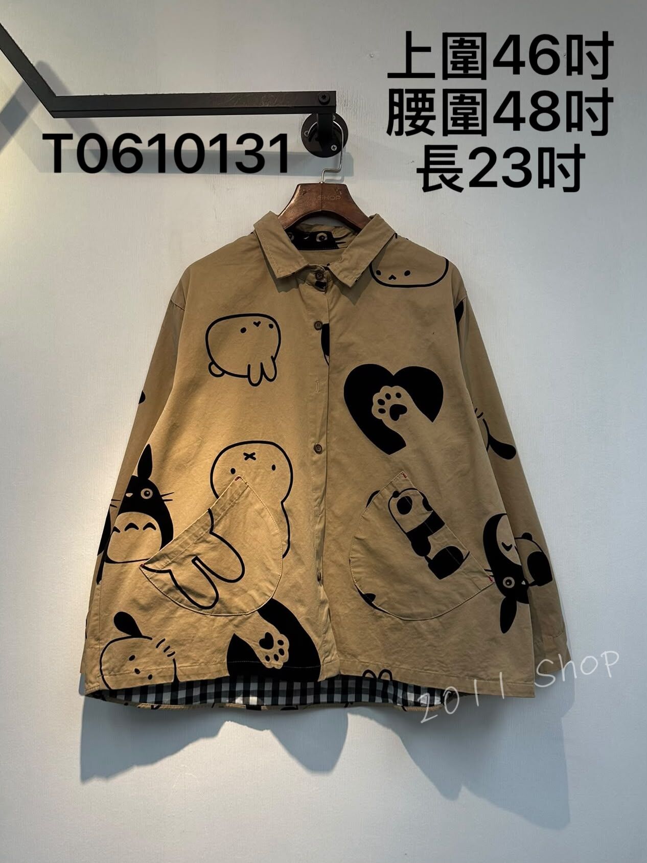 出口日本可愛米菲龍貓鈕扣TOP  上圍46吋 腰圍48吋 長23吋  T0610131