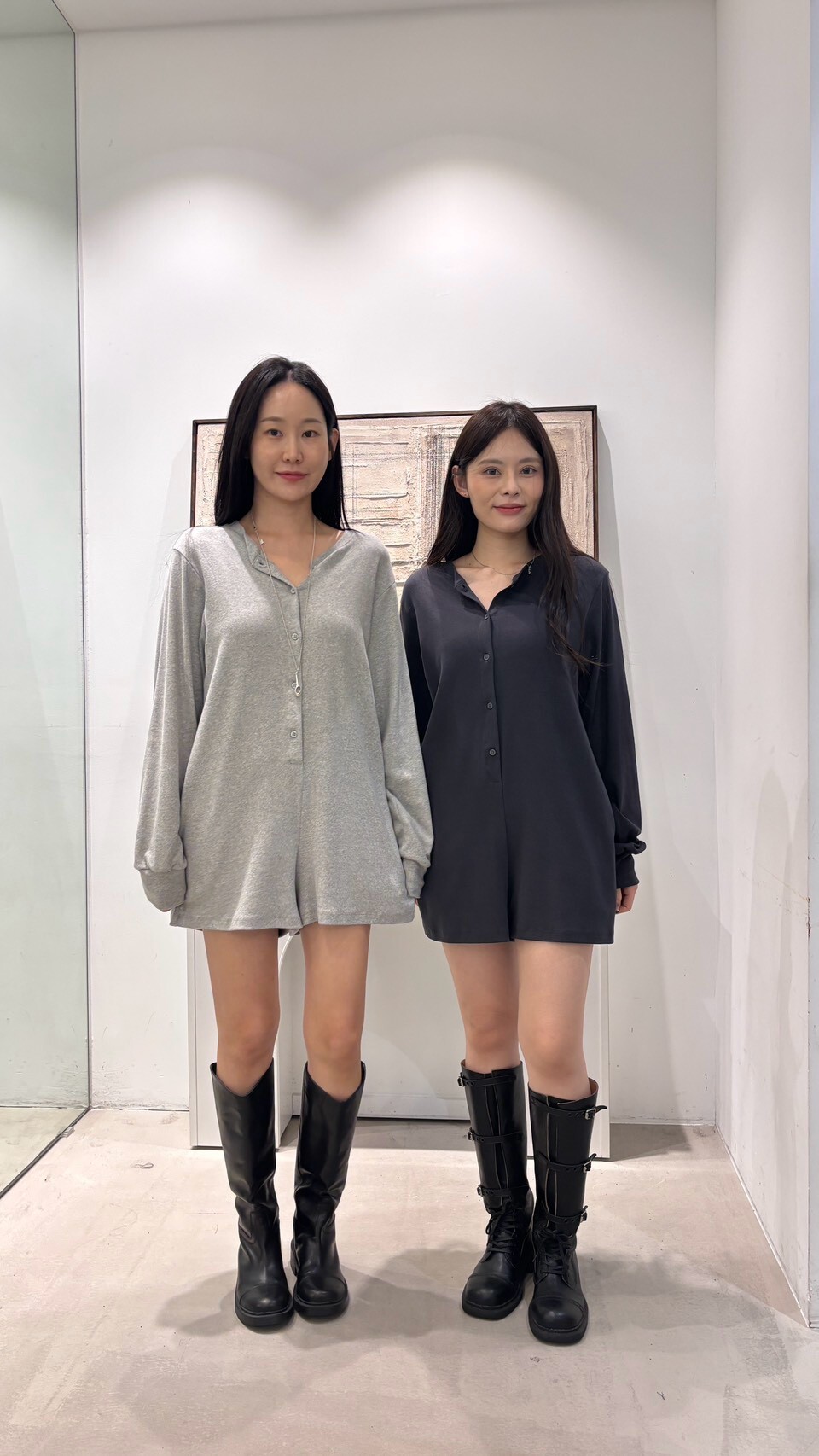HN7217 羅紋亨利領連身裙