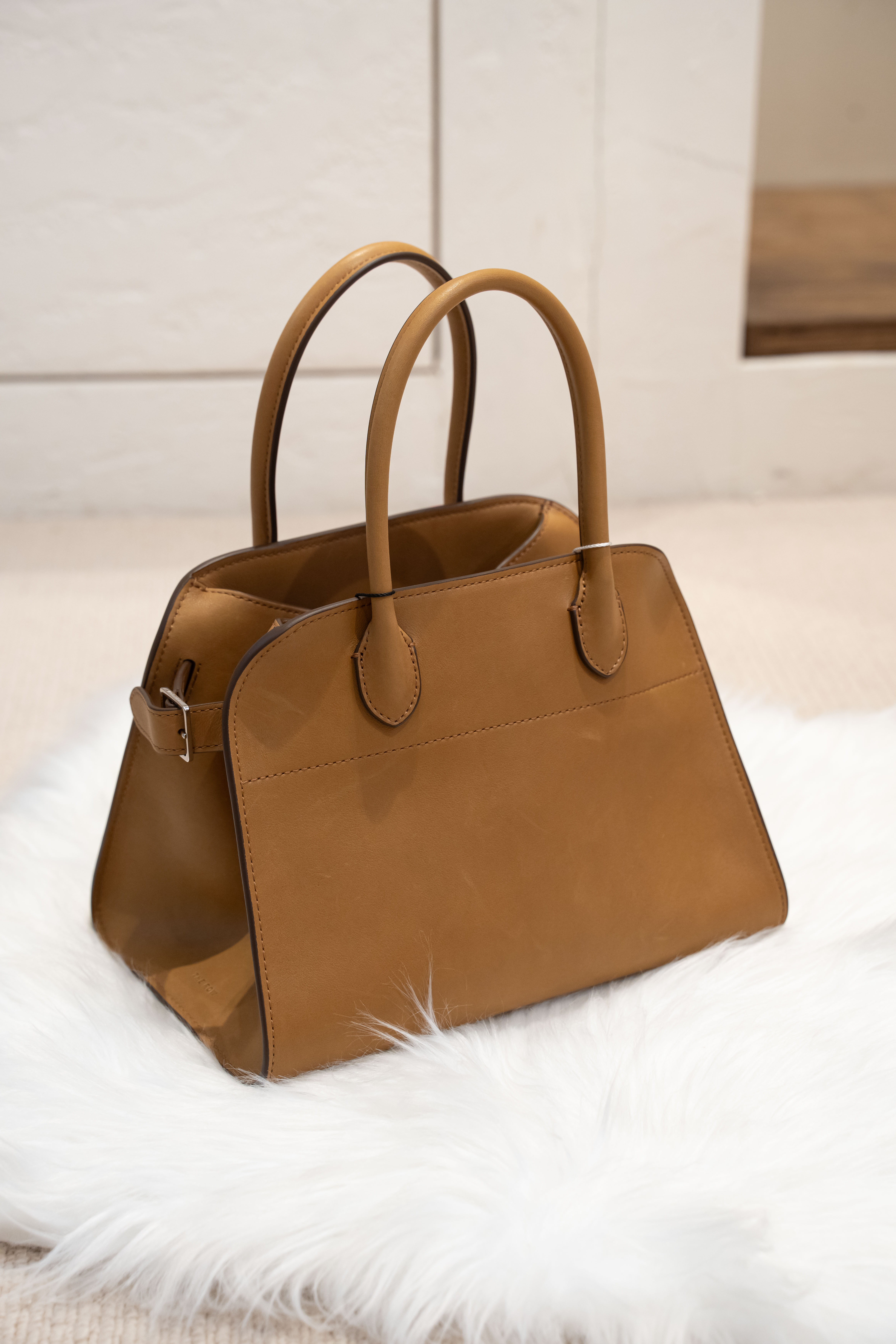 The Row Soft Margaux 10 Cognac Silver Hardware 金棕色銀扣馬鞍皮手袋