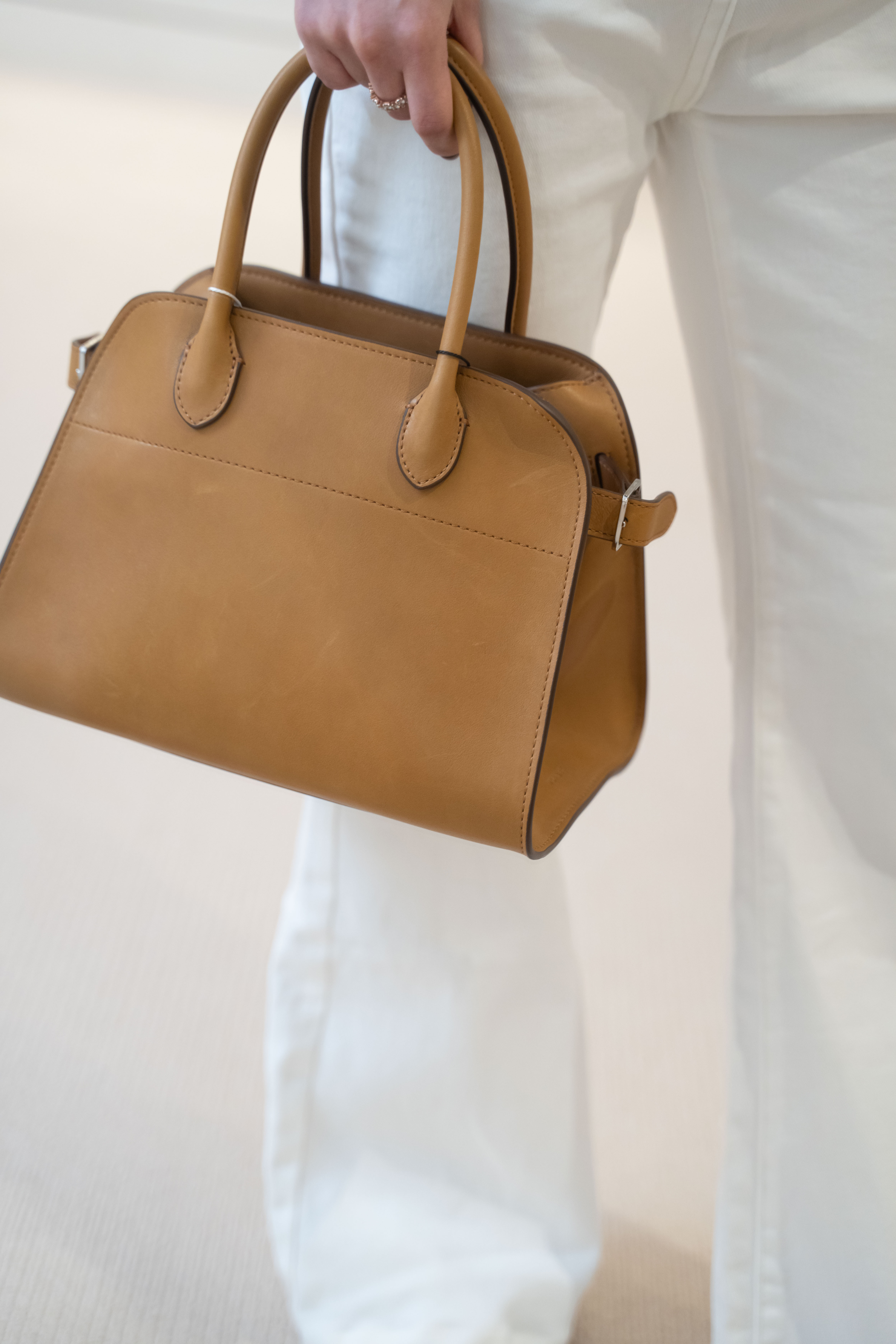 The Row Soft Margaux 10 Cognac Silver Hardware 金棕色銀扣馬鞍皮手袋