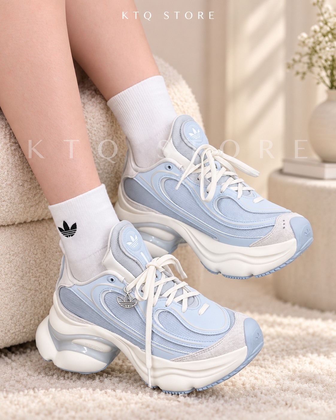KTQ STORE ‧ adidas Originals ODS TN 浮蝶鞋 經典舒適老爹鞋 女款 淺藍色KJ3975