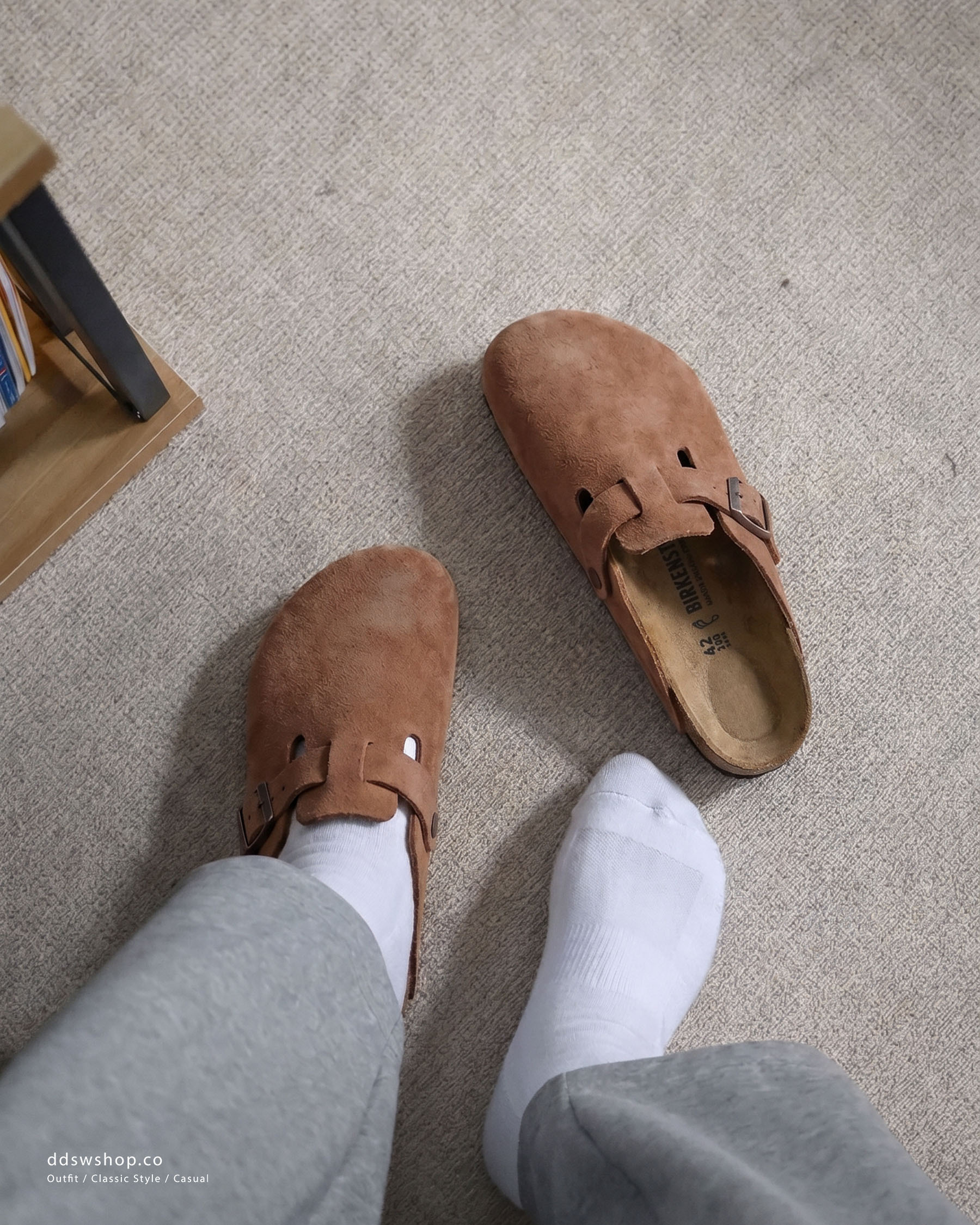 "現貨" Birkenstock Boston suede clogs "Cognanc"