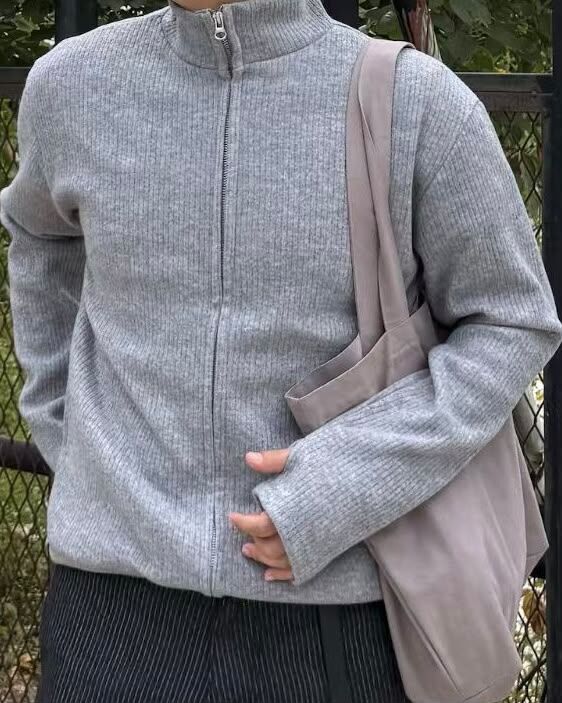 暗直紋企領拉鍊外套 TAC-AZ-015JK