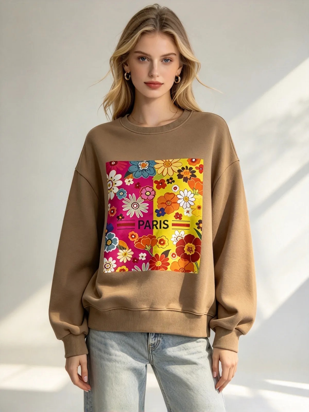 (S1) 巴黎風情花卉圖案衛衣 (SIZE: S-3XL)(3件以上平均$379/件,5件以上平均$369/件,買滿12件送隱藏)  #法國Lune de Moon #1910LU