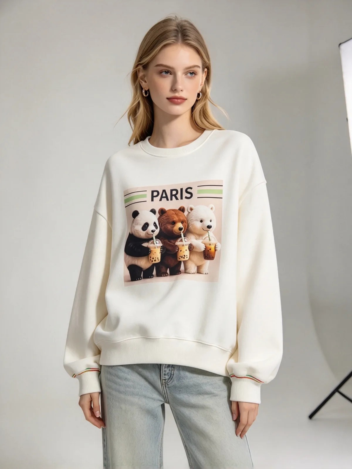 (W1) 巴黎珍珠奶茶熊衛衣 (SIZE: S-3XL)(3件以上平均$379/件,5件以上平均$369/件,買滿12件送隱藏)  #法國Lune de Moon #1910LU