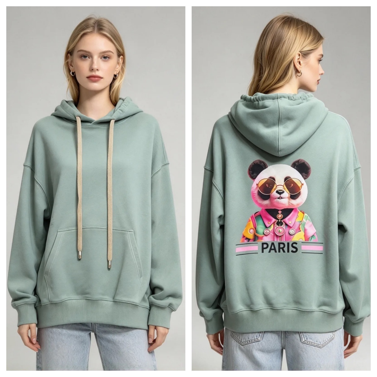 (AA1) 酷熊貓巴黎連帽衛衣 (SIZE: S-3XL)(3件以上平均$479/件,5件以上平均$469/件,買滿12件送隱藏)  #法國Lune de Moon #1910LU