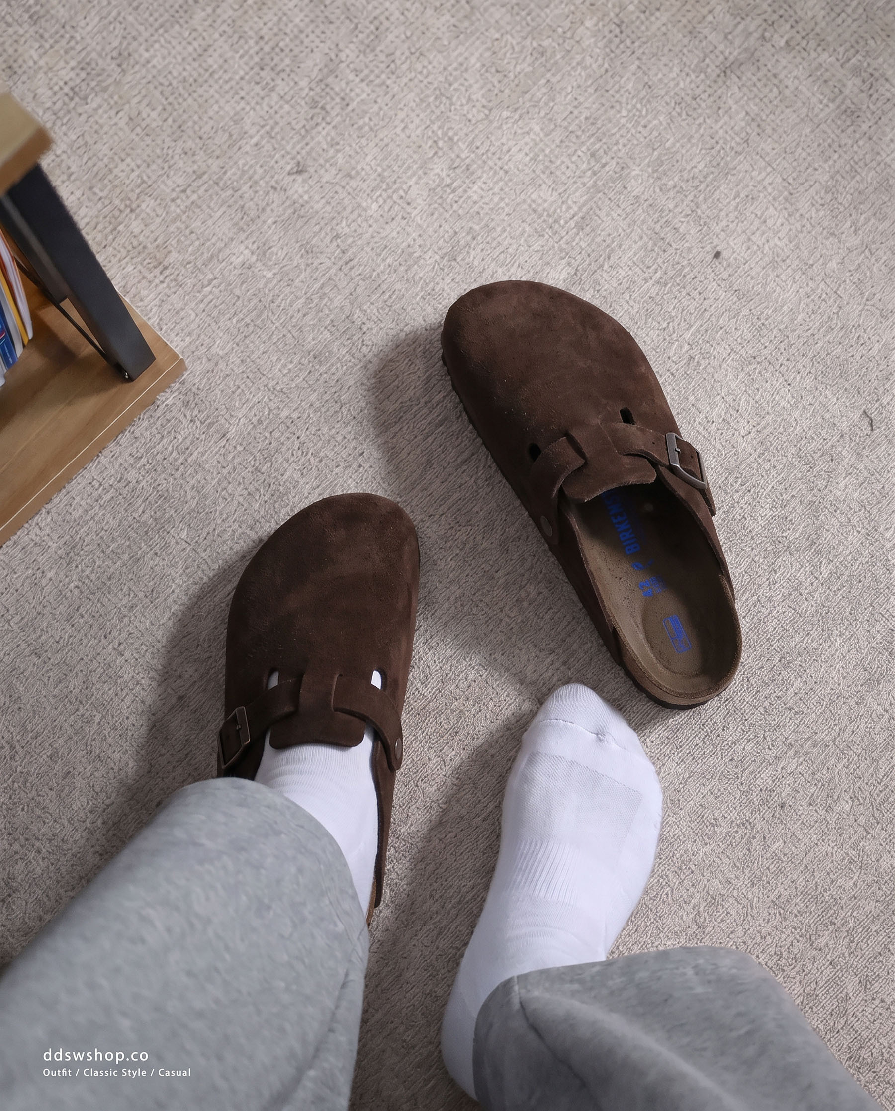 "現貨" Birkenstock Boston  "咖啡色" 勃肯拖鞋 麂皮