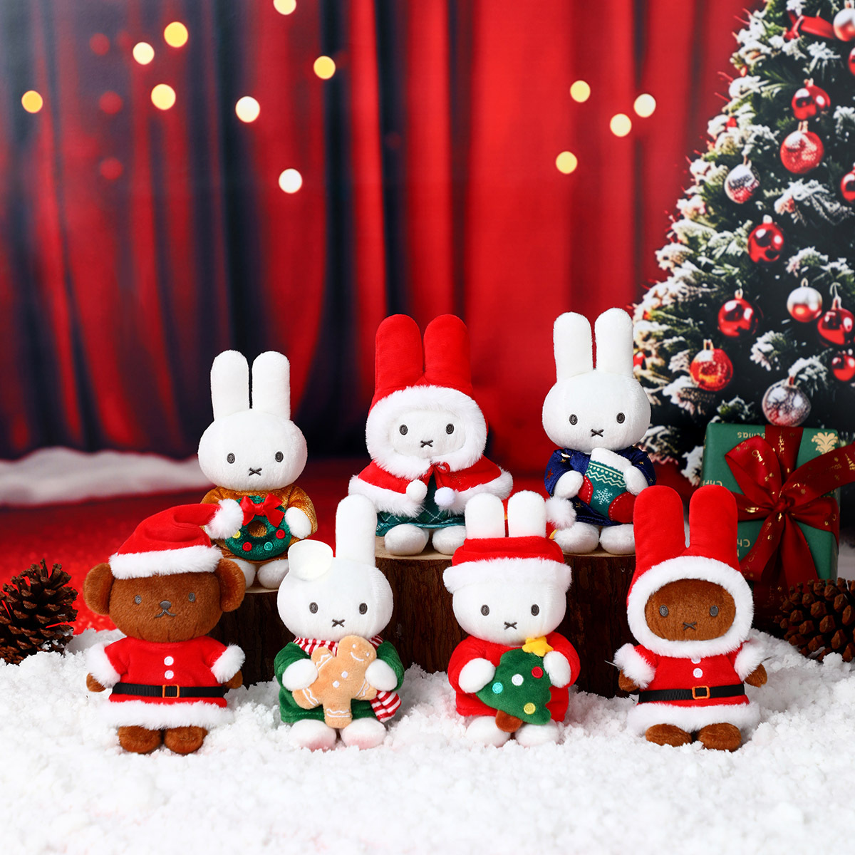 VIPO x Miffy 聖誕節系列 毛絨公仔吊飾端盒 【內有6個盲盒】-MIF37657X6