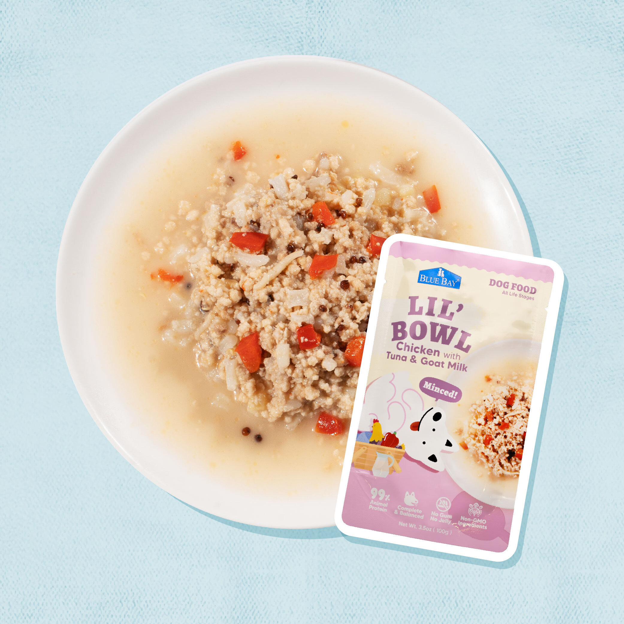 Blue Bay Lil Bowl Chicken With Tuna & Goat Milk Dog Pouch 100g