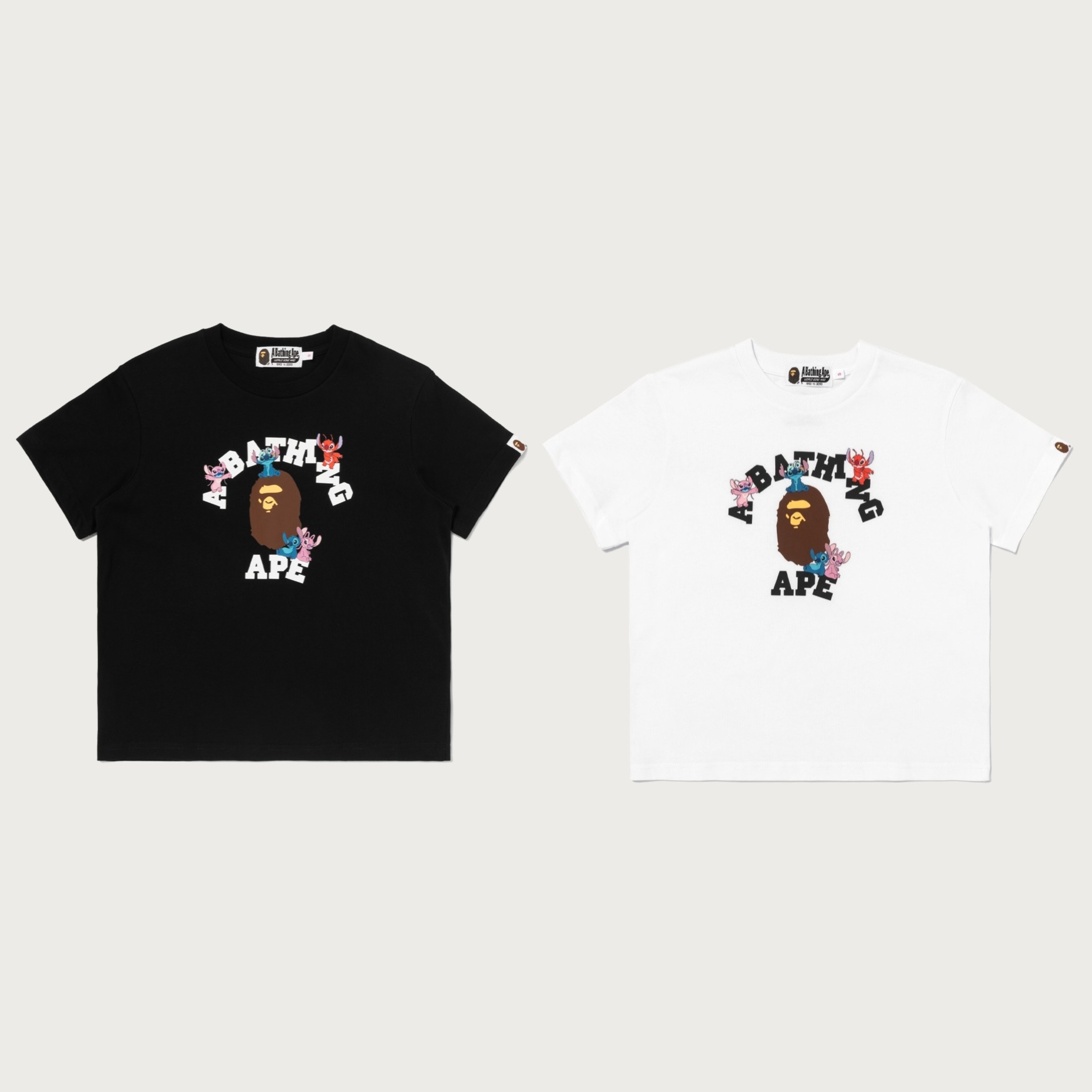 2026AW A BATHING APE BAPE X DISNEY STITCH AND FRIENDS COLLEGE MINI TEE 猿人 史迪奇和朋友 女款 短版 短T 現貨 1M73209901