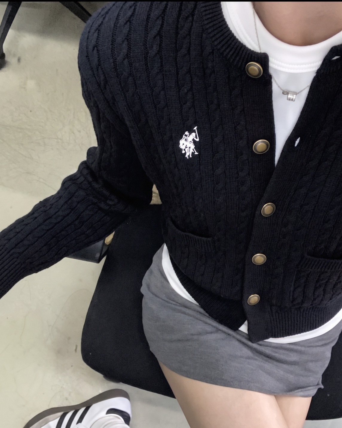 日本 U.S.POLO.ASSN 金扣 刺繡 麻花 針織 開襟衫 4色