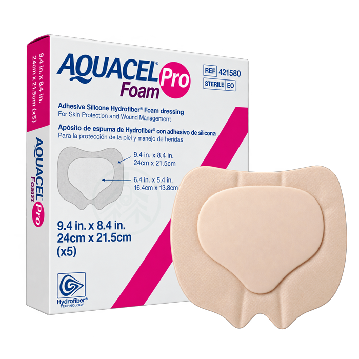 康威 AQUACEL Foam Pro愛康膚寶柔泡棉敷料(可黏) 24x21.5cm 5片/盒