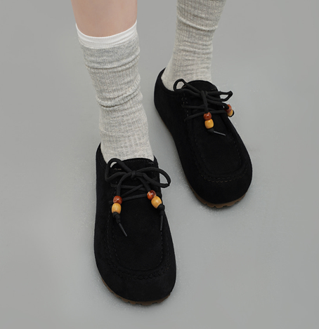 FO039 CHAAKAN 串珠民族風穆勒鞋 (踭厚 5cm) - 黑色