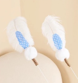 M-Pets 貓玩具．LUUKS UP 貓棒 長桿白色羽毛