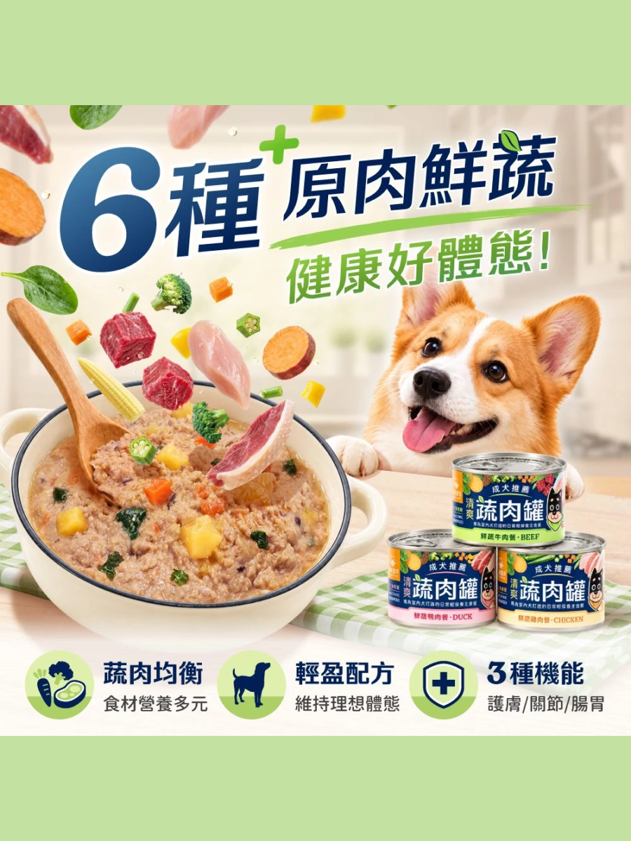【汪喵星球】蔬肉罐 狗狗無膠清爽蔬肉主食罐｜鮮蔬牛肉餐