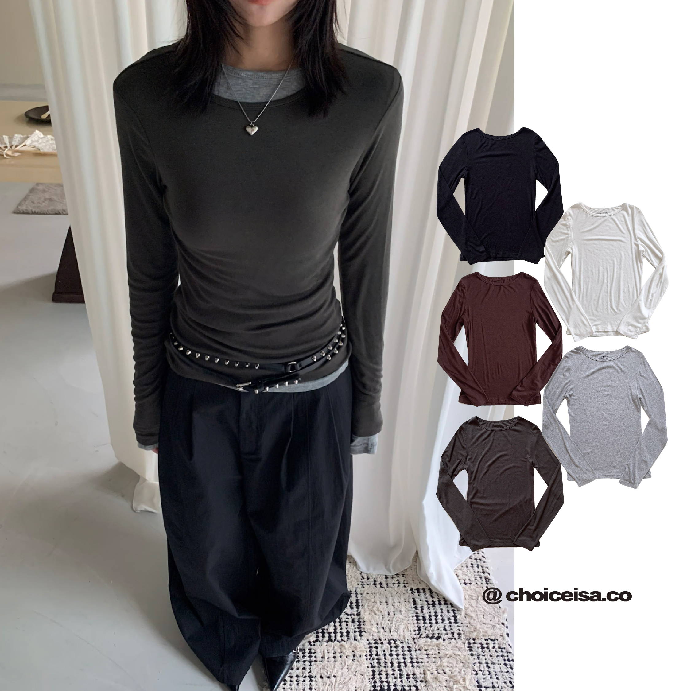ISA_Layered in Style 修身圓領微透上衣_68023