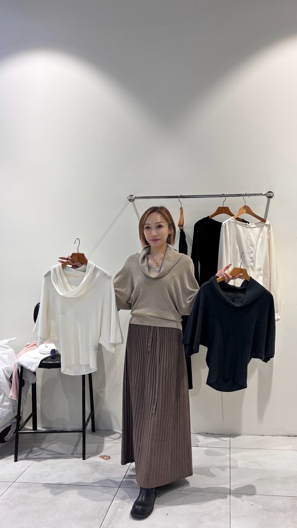 SA7240 圍巾式短袖針織上衣