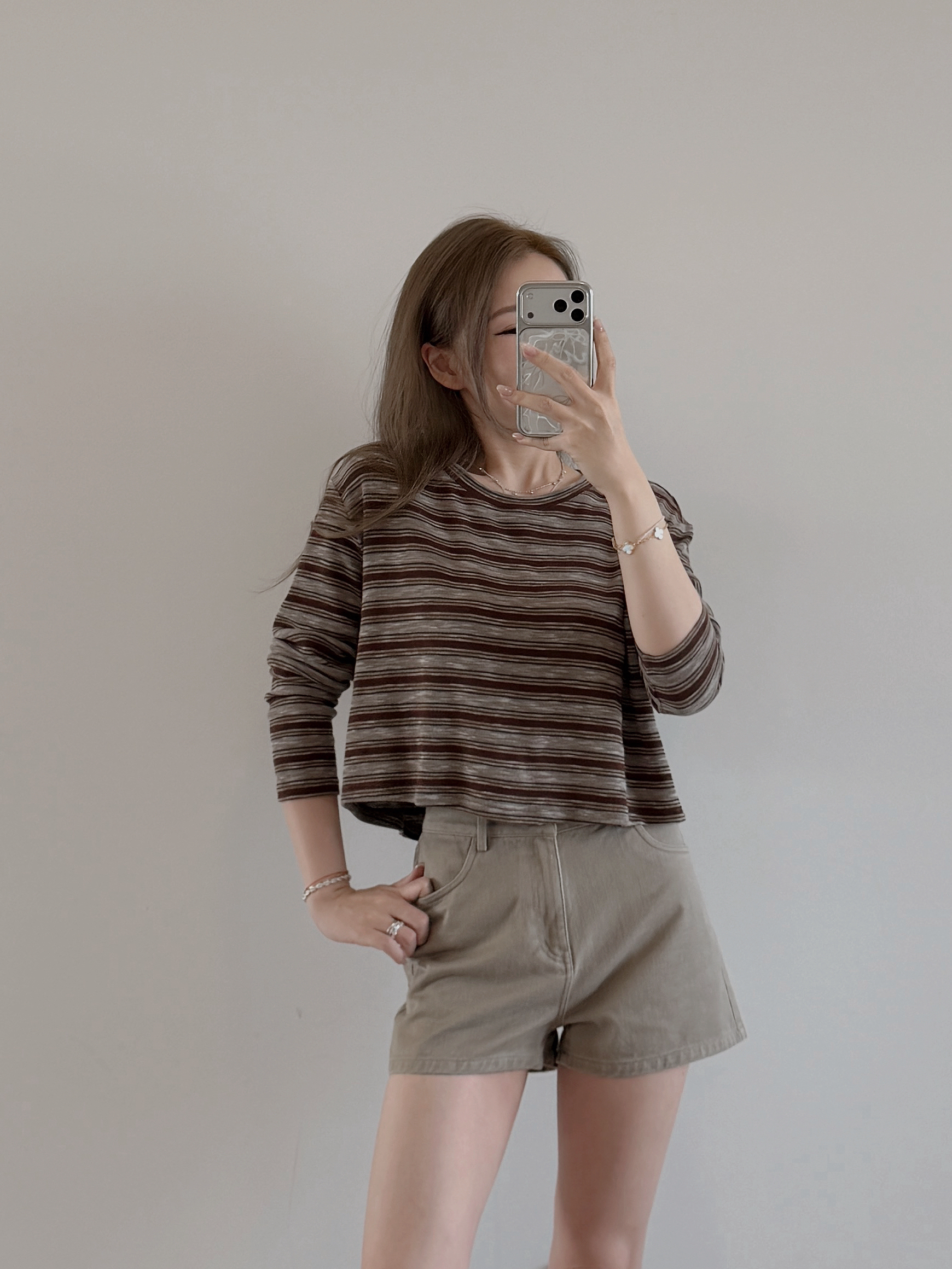 現貨 7582 橫間長袖Cropped Top