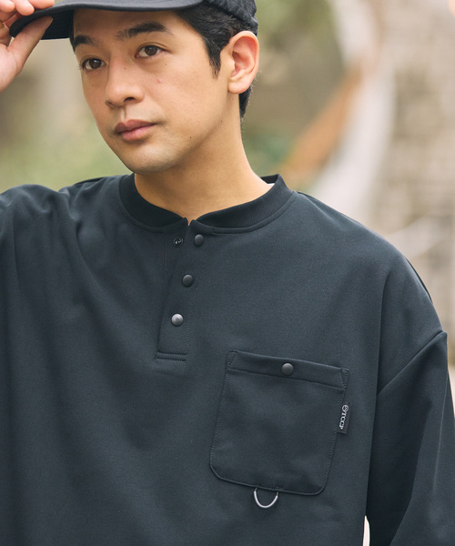 日本 The Craft Crew Products Multifunctional Pocket Henley T-Shirt [CCPls1191]