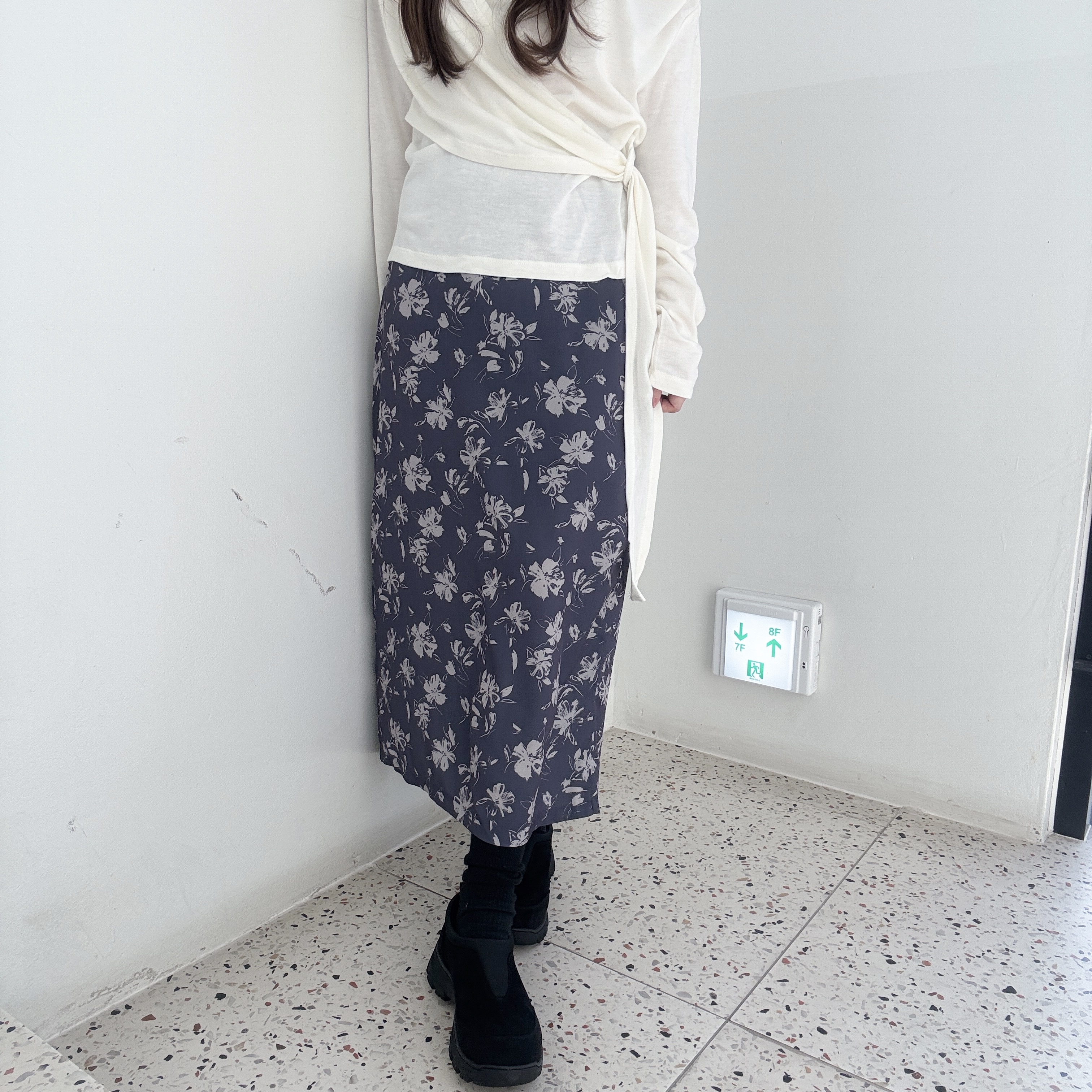 花朵雪紡直身裙