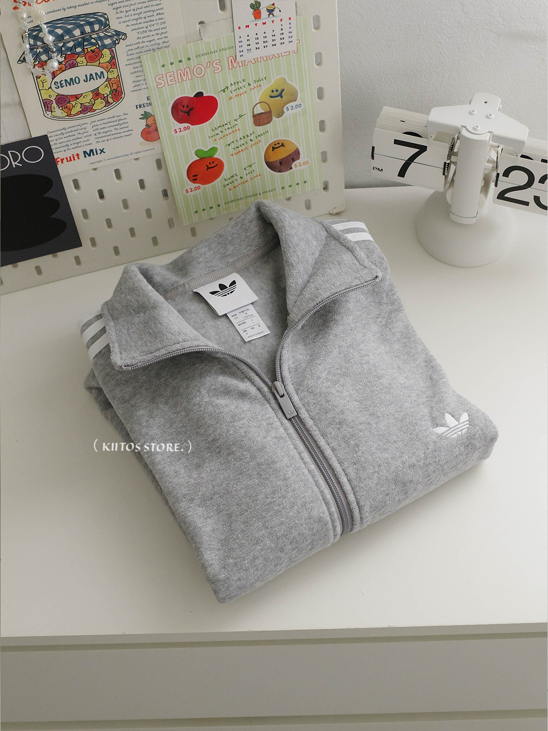 【預購】Adidas Originals 三葉草 U BOUCLE TT 混花灰 Medium Grey Heather 毛圈布 運動 外套 LC8149