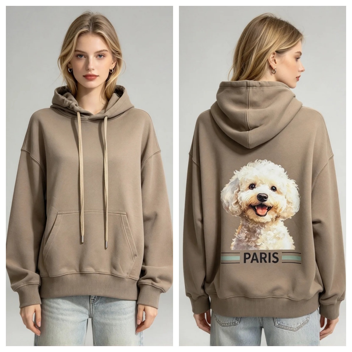 (AH1) 巴黎風貴賓犬連帽衛衣 (SIZE: S-3XL)(3件以上平均$479/件,5件以上平均$469/件,買滿12件送隱藏)  #法國Lune de Moon #1910LU
