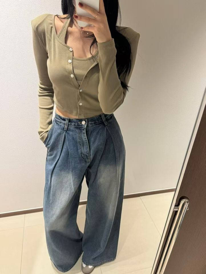 墊肩外套+繞頸背心set