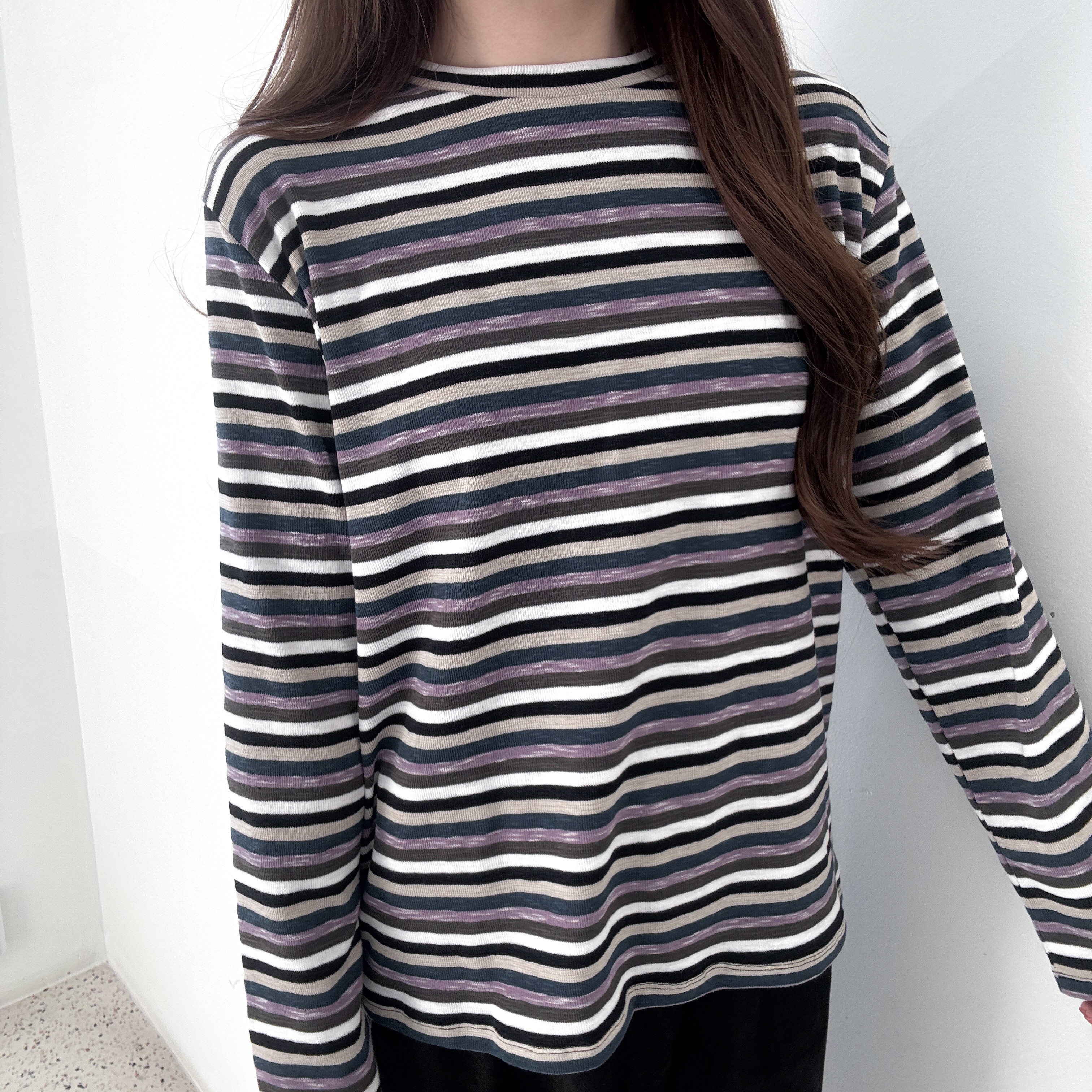 彩色橫間彈性tee