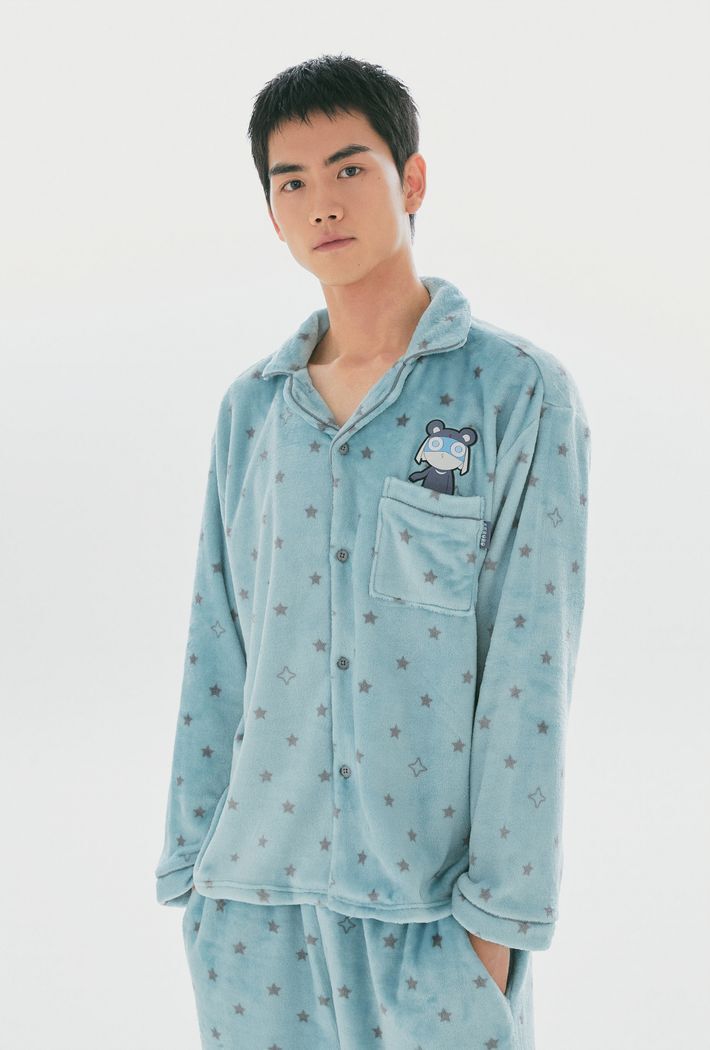 🇰🇷 SPAO X Keroro軍曹 Dororo兵長 汽水藍 蘇打藍 睡衣 長袖 長褲 刷毛 套裝 / 預購