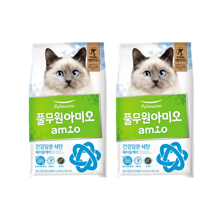 Amio 韓國Q10健康機能貓糧 排毛配方 1kg裝 x 2袋 (200g x 10袋)