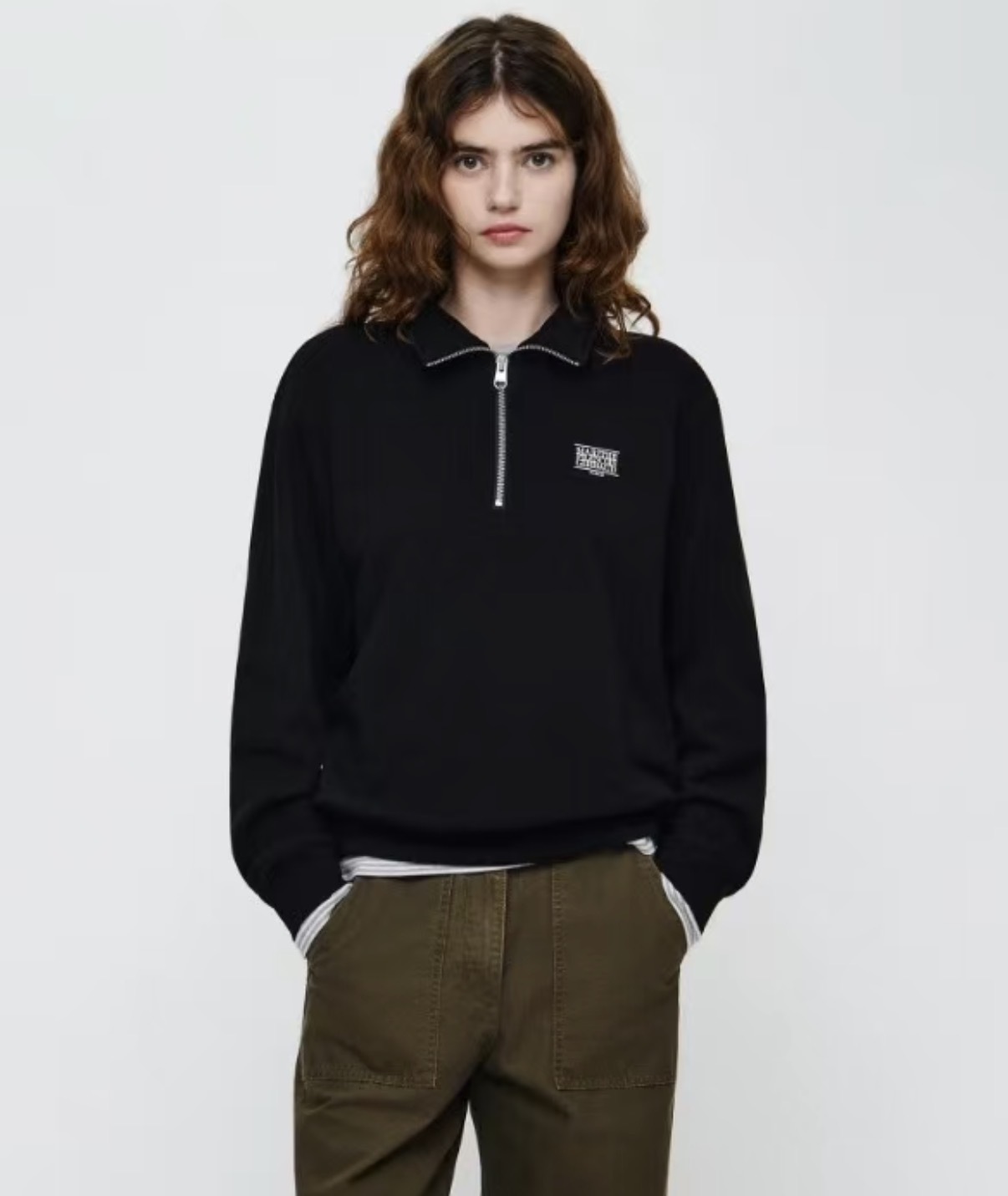 【韓國限時連線🇰🇷 10/19 晚上12點準時收單！！】Marithe Francois Girbaud SMALL CLASSIC LOGO HALF ZIPUP SWEATSHIRT MFG 小logo 半截式拉鏈長袖 MFG46FSW206