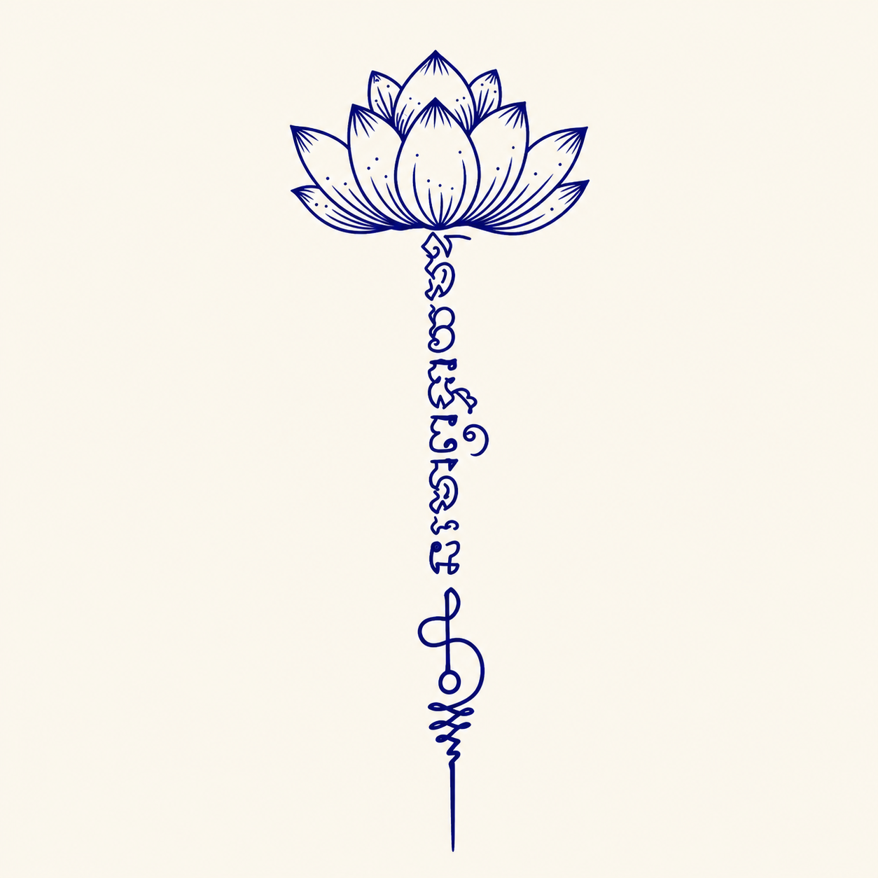蓮花單條經文・藍墨款精修圖稿