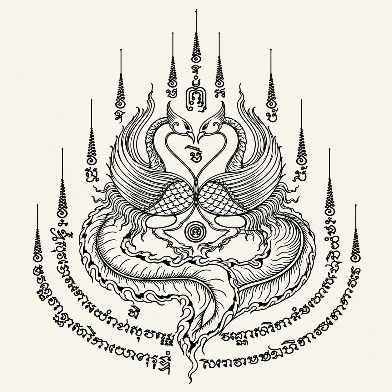雙天鵝符精修圖稿