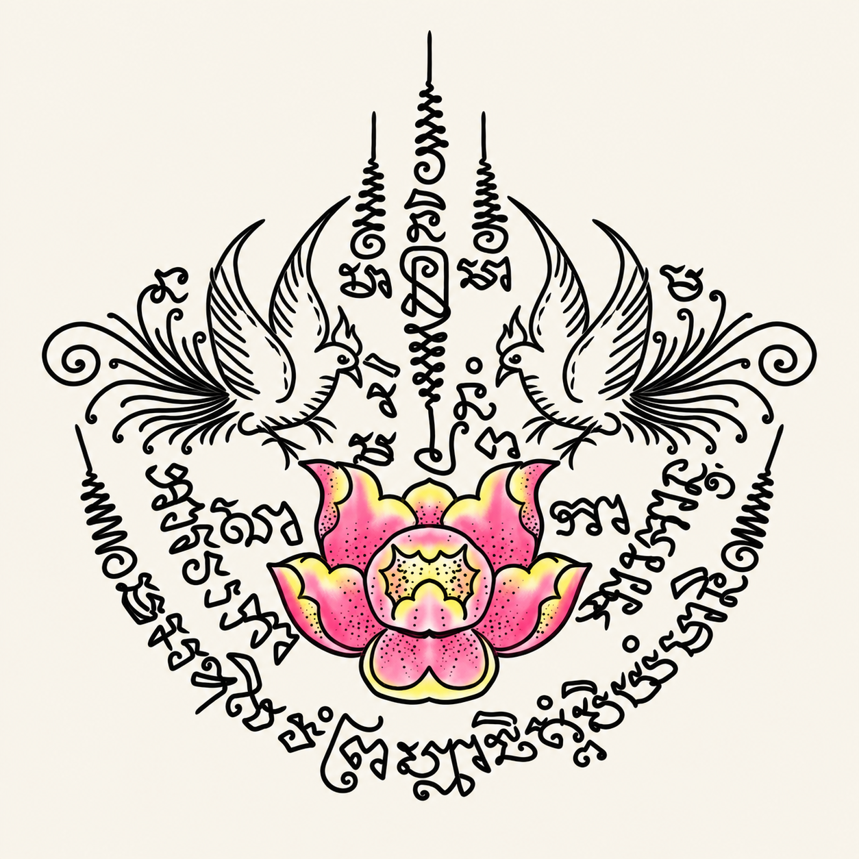 蓮花人緣鳥・彩蓮款精修圖稿