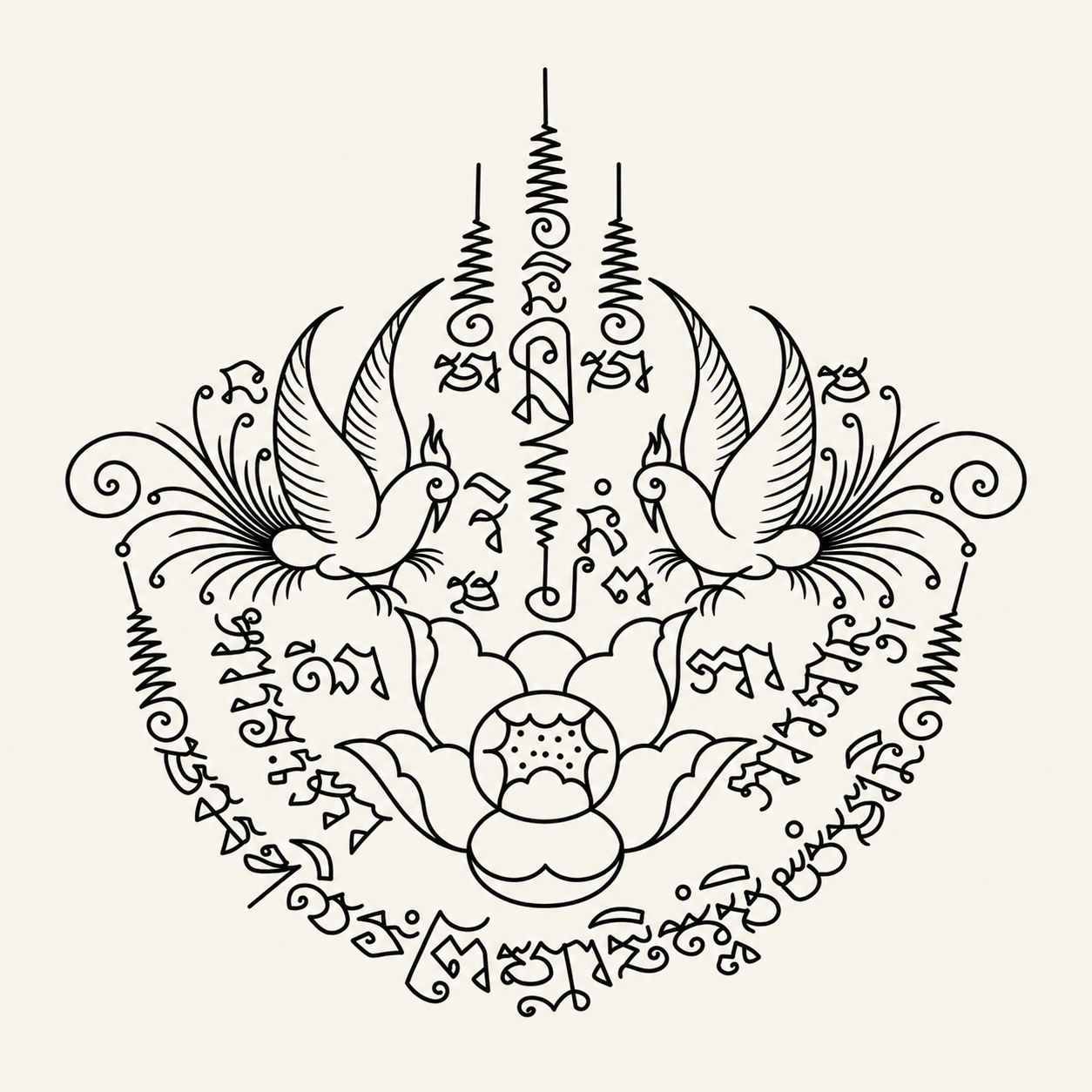 蓮花人緣鳥精修圖稿