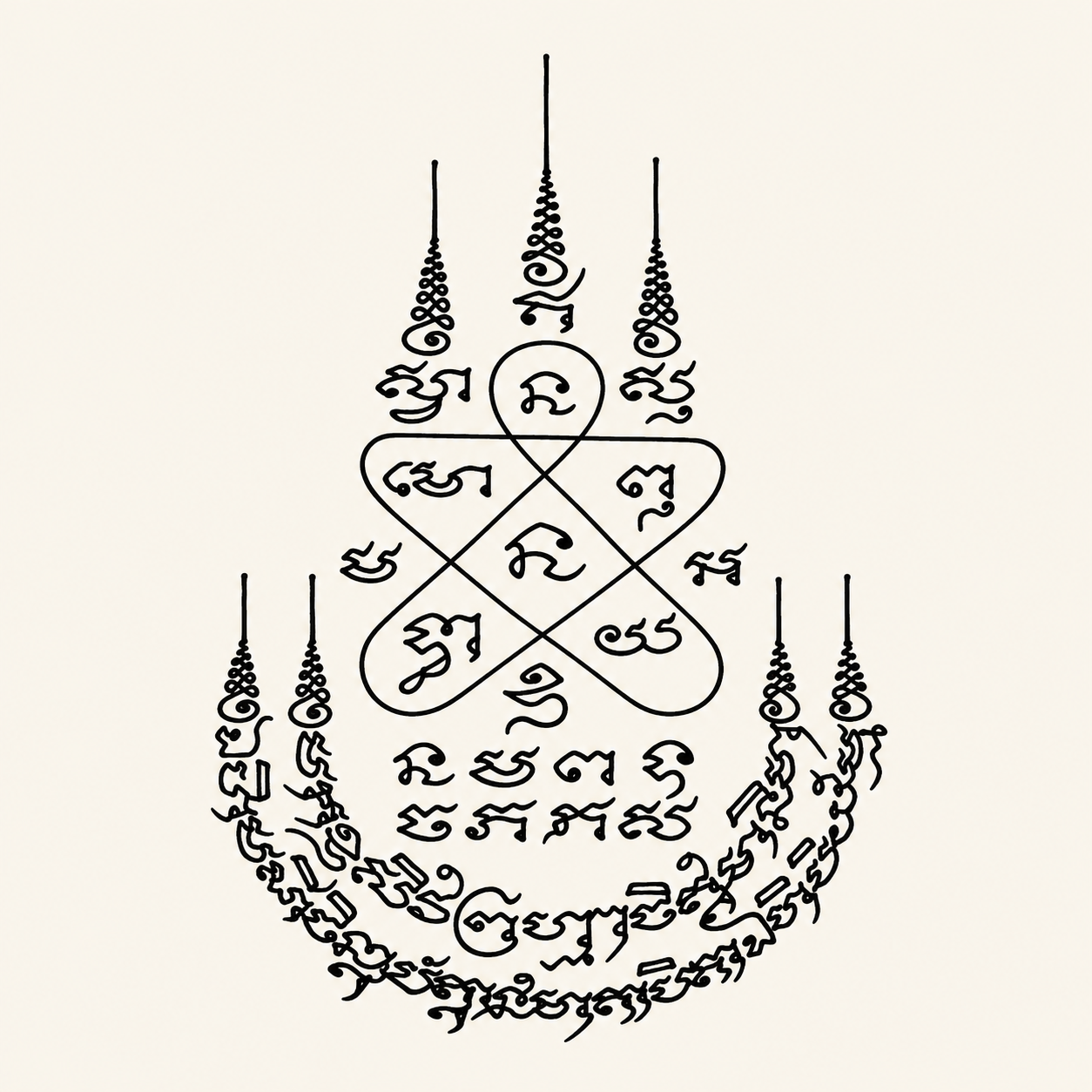五佛符・弧形經文款精修圖稿