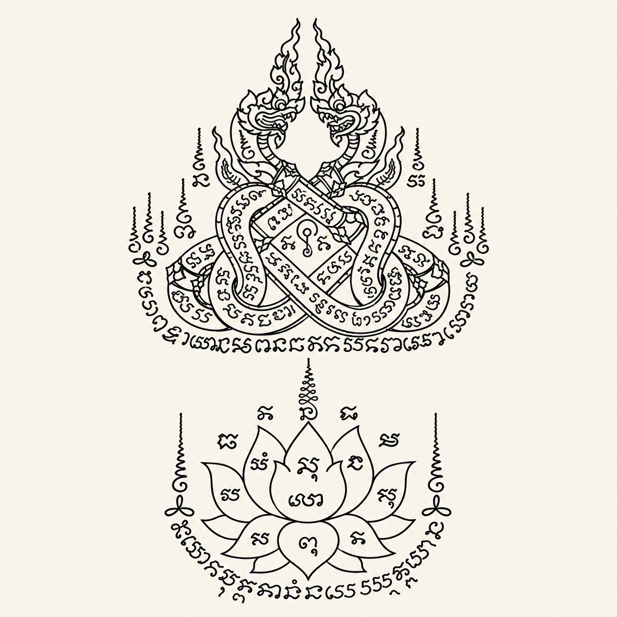 那伽龍王與蓮花符精修圖稿