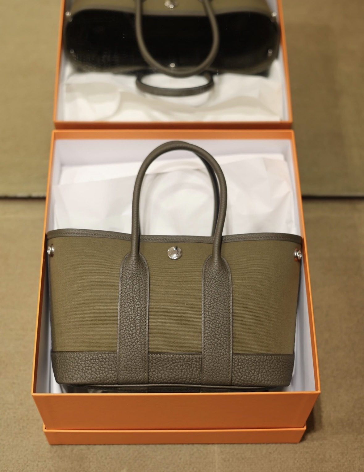 Garden party mini vert olive / vert loden canvas G