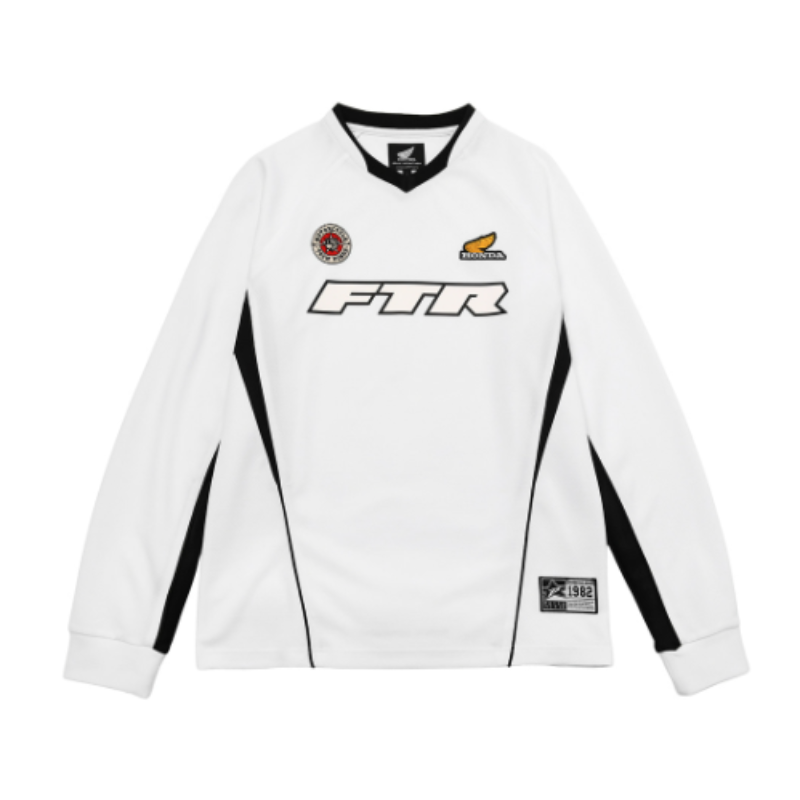 【代購】本田 HONDA PHYSICAL EDUCATION Motorcycle Artwork Color Block Long Sleeve White 撞色機車藝術長袖T恤 白色