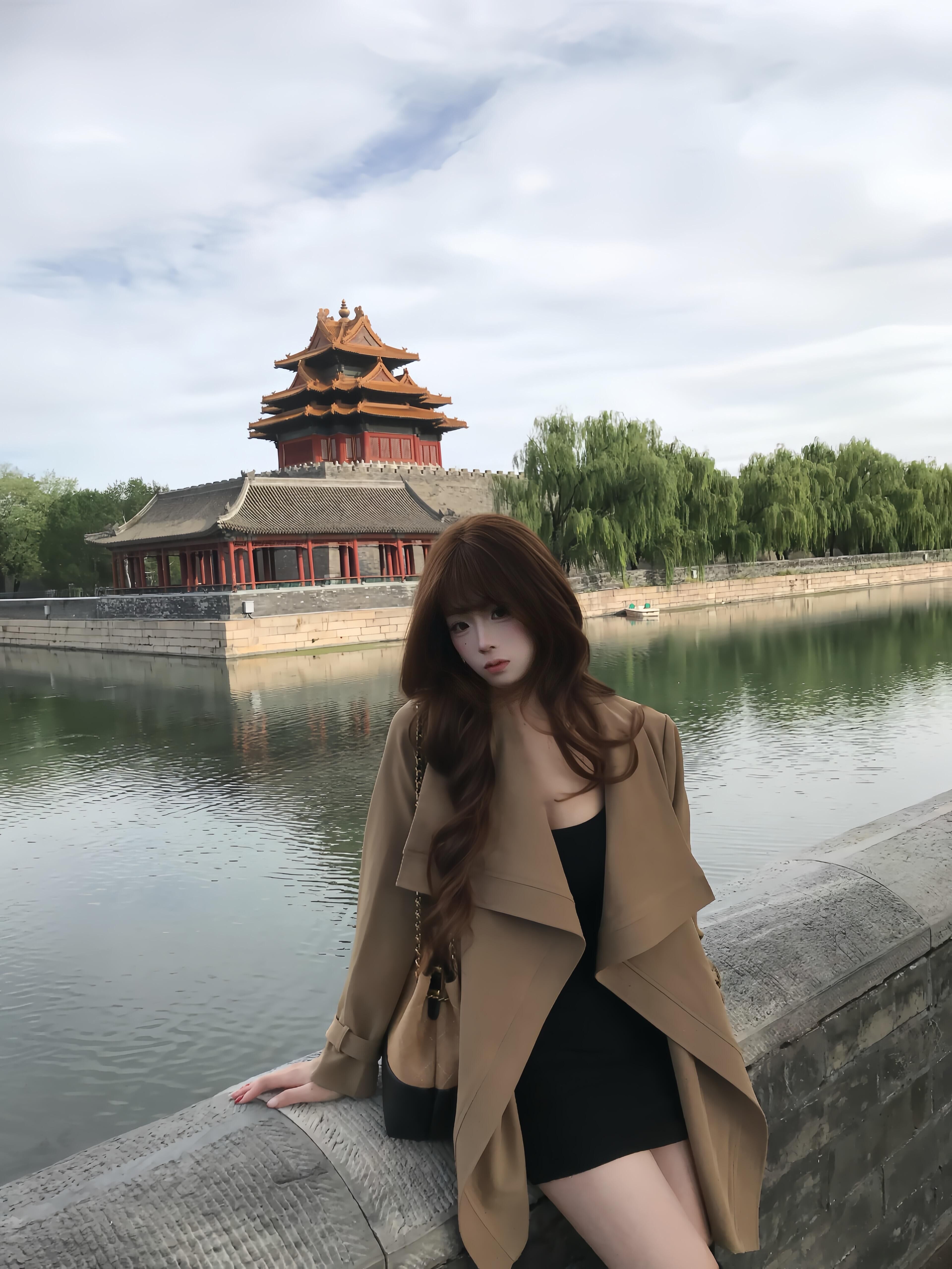波浪翻領風衣外套