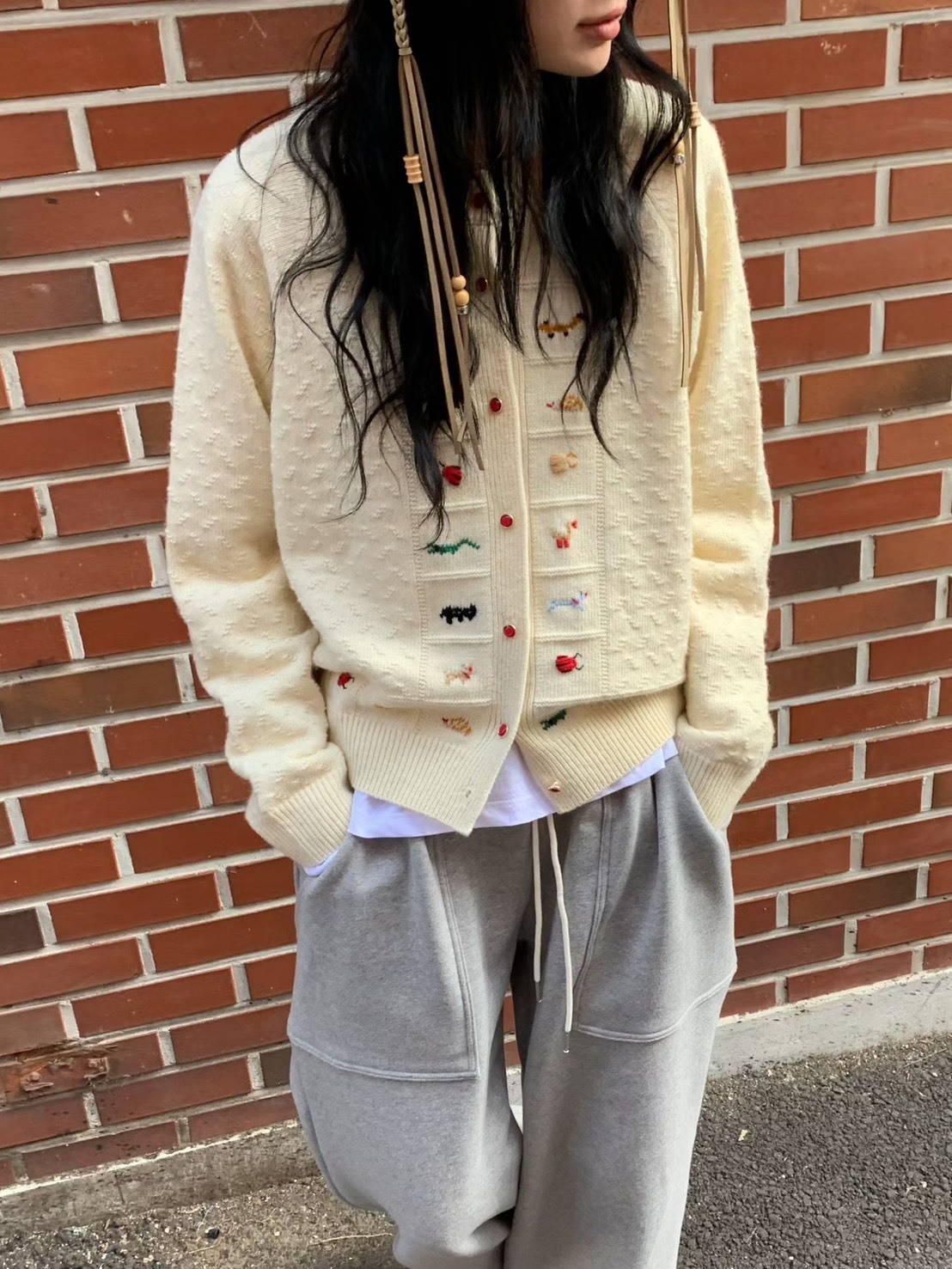 手工小物刺繡羊毛針織外套