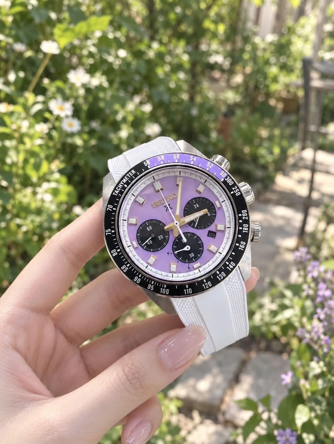 萬年鐘錶 - Seiko 精工 Speedtimer 專用錶帶 21MM 白色 完美密合 弧形橡膠錶帶