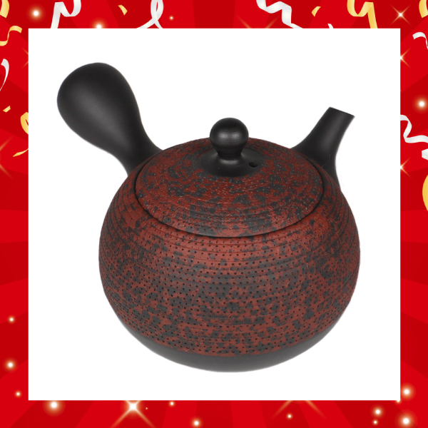 【常滑燒】黑泥圓輪松皮 橫手急須0.18L