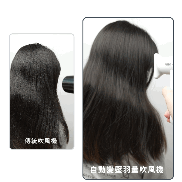風量比較:傳統吹風機與全球隨行自動變壓羽量吹風機 SK-D5T, 羽量吹風機擁有強勁風量風力直達頭皮