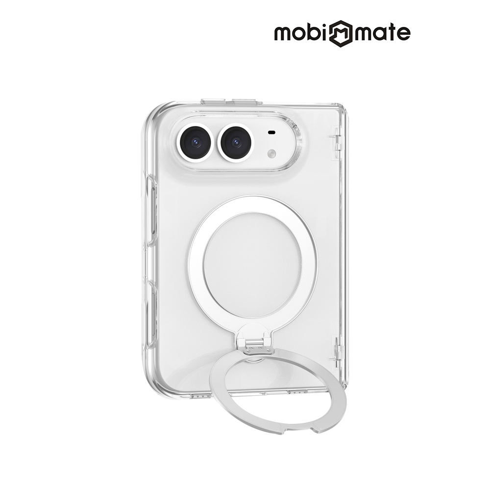 MobiMate iPhone Duo 磁吸旋轉支架抗黃保護殼-透明(不含玻璃保護膜)