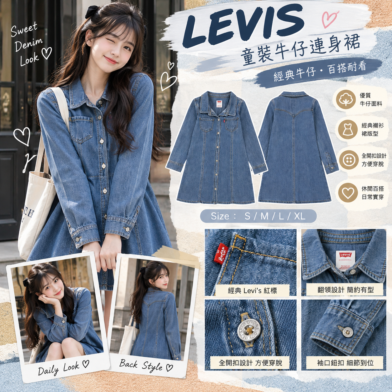 【預購】LEVIS N101453 童裝牛仔連身裙
