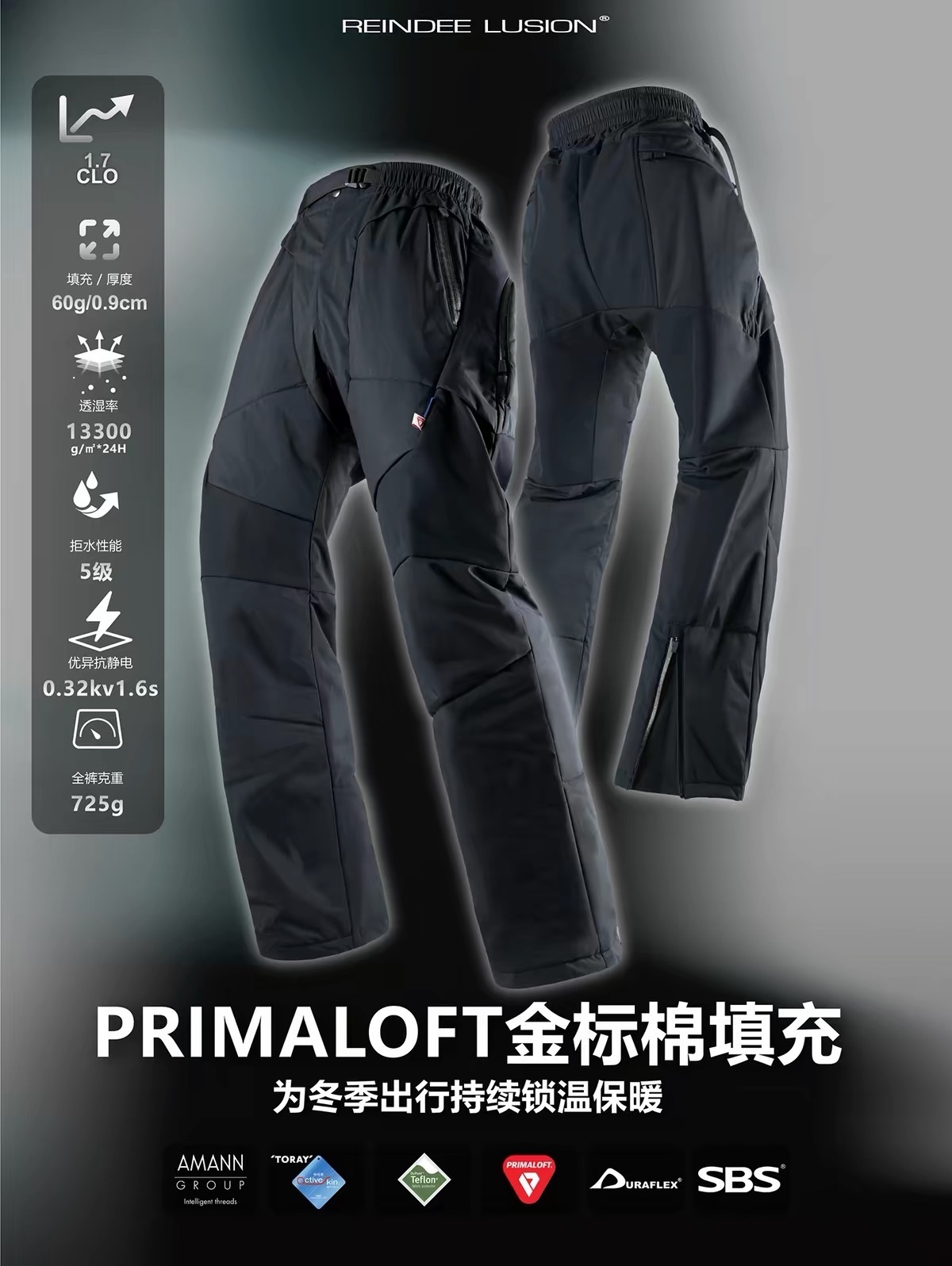 RL | REINDEE LUSION PRIMALOFT金棉保暖先鋒機能防水闊腿直長褲