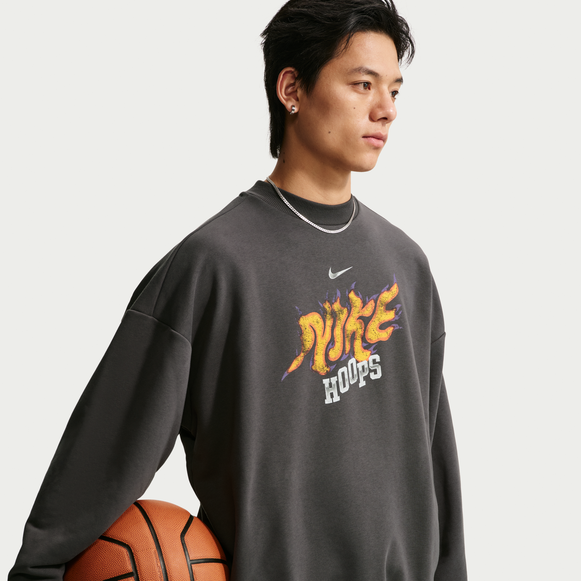 男款 NIKE DF SI BBR FT CREW 深灰 小標 寬鬆 印花 休閒 運動 大學T 長T【IZ5508-010】NKTF