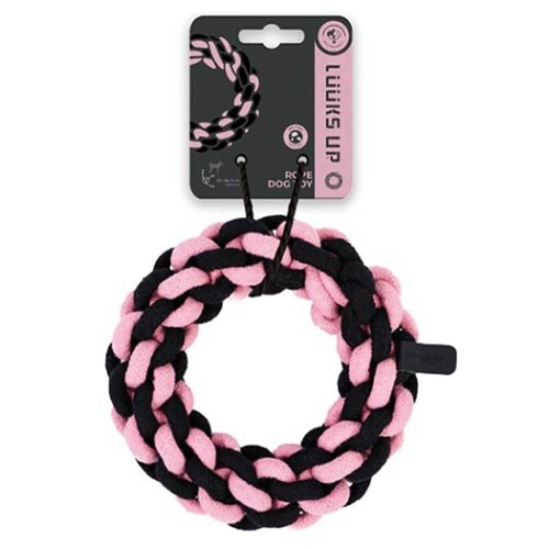 Luuks up - Dog loop rope toy 18cm (Pink & Black)